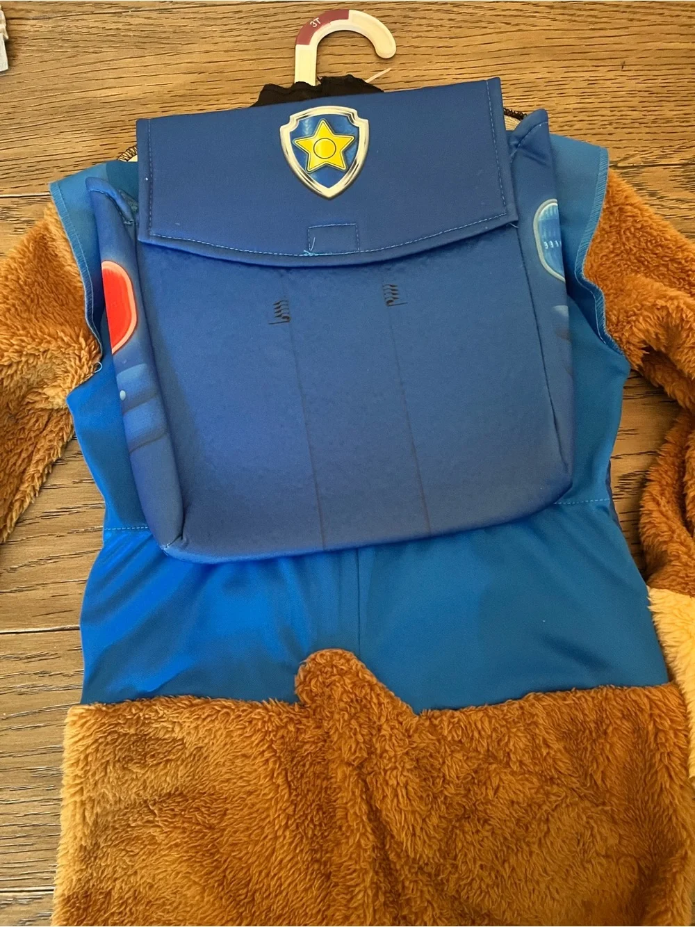 Paw Patrol Chase Costume - Blue Vest with Brown Plush Fur